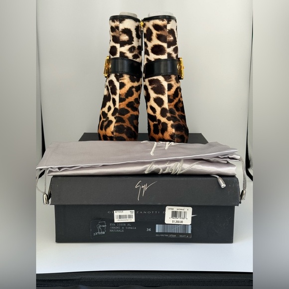 Giuseppe Zanotti Ponyhair Animal Print Ankle Boots Size 36 Brand NWT - Picture 2 of 7